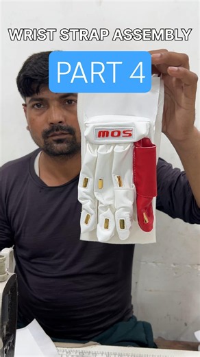 🧤 Gloves Making – Part 3 | Wrist Strap Assembly | Stitching Process #cricketreels #moscricket