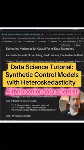 Jonathan on Instagram: "Data scientists use synthetic control methods to estimate causal effects and measure incrementality when randomized experiments aren’t possible. But calculating statistical significance for synthetic control estimates is more complex than standard regression. The variance estimation challenge: When you fit a synthetic control model on panel data with multiple geos and time periods, do you calculate confidence intervals using unit placebo tests (permuting across control ge