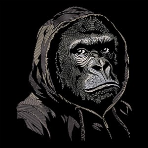 Gorilla in Hoodie Embroidery Design – Bold Urban Jungle Animal Digital Pattern for Nature and Urban Style Lovers, Decor Dark Textiles, PES - Etsy