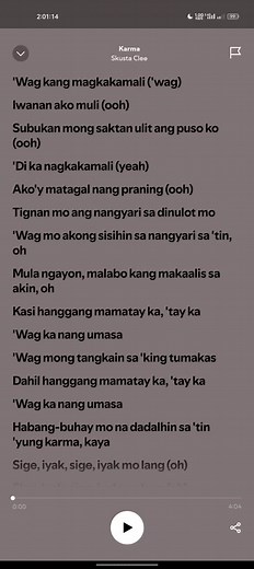 KARMA🎧 By: @Skusta Clee (feat. Gloc-9)#fyp #song #lyrics #spotify #tiktok #karma #skustaclee #gloc9 #musicwithlyrics #songlyrics