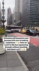 How on earth is this bus squeezing through without touching that black car?! 👀🫣 #nyclife #newyorktravel #nyctraffic #CaughtOnCamera #onlyinnewyork | De Wabs'