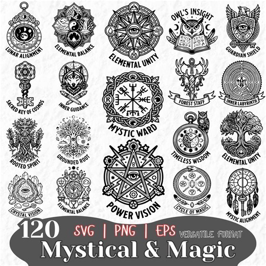 Mystical Magic SVG Bundle, Occult Symbols, Alchemy, Spiritual Tattoo Art (svg, Png, Eps) - Etsy