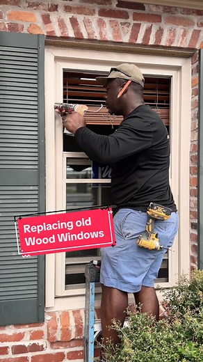 Old cracked wooden windows? Time for an upgrade! We installed energy-efficient windows that match the original style, color, and shape—and covered the wood with durable aluminum cladding for added protection. A modern update on a timeless look! #newwindows #homerenovation #transformation #windowworld #vinylwindows #replacementwindows #satisfyingvideo