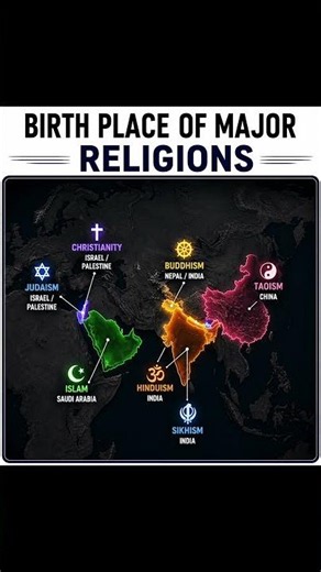 Birthplace of Major Religions 🌍 | Amazing World Map Explains Religious Origins