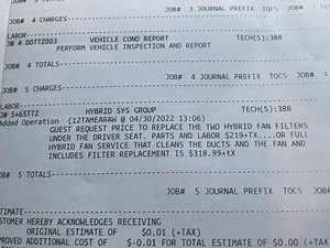 Toyota hybrid battery fan/filter service….yikes!