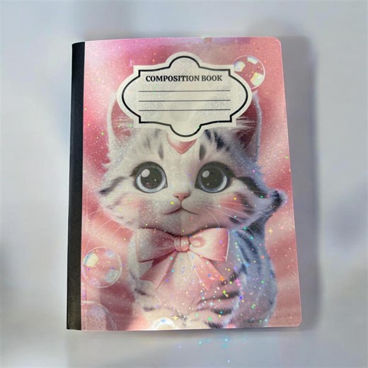 Holographic Kitten Composition Notebook – Wide Ruled Cat Journal for School - Etsy