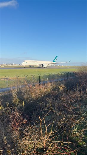 Fred on Instagram: "Who else loves the power of an A350? @cathaypacific Airbus A350-900, B-LRU is seen applying thrust and powering out of Manchester Airport as Cathay 216 to Hong Kong on a winter morning - 20/12/2025 #cathaypacific #airbusa350 #a350900 #airbus #manchesterairport"