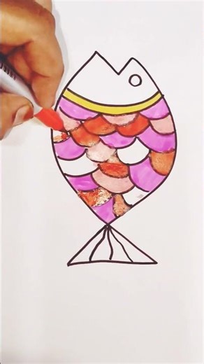 Easy Colour in Fish 🐟 | Fish drawing and colour #shorts #colors #youtubeshorts