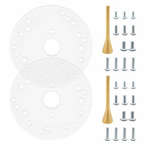 ‎POWERTEC Dia 6-1/2 in. Router Sub Base Plate, Clear Acrylic w/Multiple Holes, Centering Pin and Screws, Fits Porter Cable, Bosch 71022-P2N