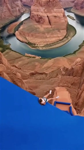 She actually flew! 😱 The most dangerous slide in the world? 🏜️✨