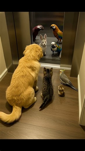 What’s inside the elevator｜Animals freeze as the door slowly opens