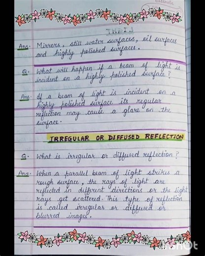 Chapter Light || Handwritten notes || Physics Class 7||