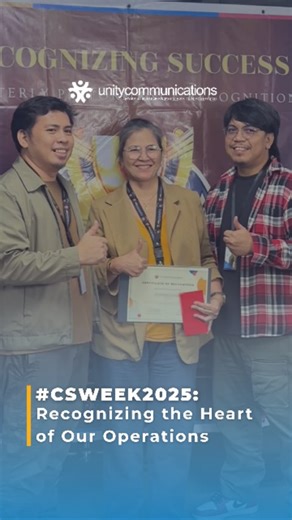 We wrapped up #CustomerServiceWeek by celebrating the people who make Unity a great place to work! Here’s a look back at our awarding ceremony and how we made this week extra special. #CSWeek2025 #MissionComplete #EverydayHeroes #EmployeeRecognition #InsideCommUnity #UnityCelebrates #UnityConnectBPO | Unity Communications BPO | Facebook