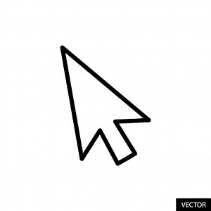 Computer mouse arrow cursor or pointer vector icon in line style...