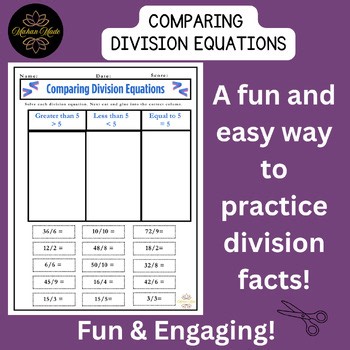 Division Practice | Cut & Glue Game | Third Grade Comparing Quotients | Third