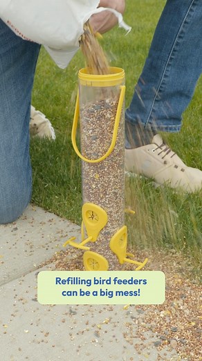 Easily scoop bird seed without spilling with this handy trick! #birdseed #birdfeeder #birder | Family Handyman