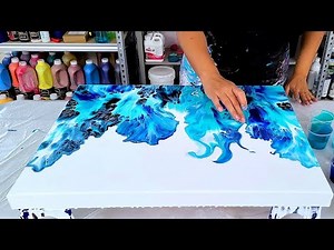 "Splash" - Abstract Painting with Liquified Paint and Water - Acrylic Pouring