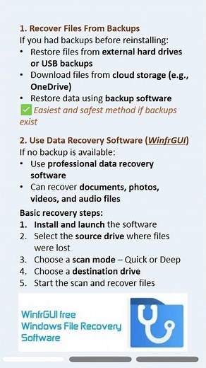 Recover lost files after reinstalling Windows. Here are the 3 methods #windows