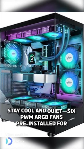 MUSETEX PC CASE ATX 6 PWM ARGB Fans Pre-Installed, Type-C Mid Tower #youtubeshorts #short #amazon