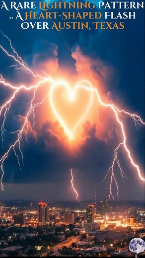 A Heart in the Storm .. Lightning Over Austin, Texas For a few unforgettable seconds, the sky above Austin carved a perfect, glowing heart out of pure electricity. A single bolt .. shaped by wind, charge, and perfect timing .. illuminated the clouds in soft pinks and molten orange, revealing the hidden architecture of the storm. Captured in a 3-second exposure with no composites or effects, beauty striking straight out of chaos. Last night, Austin’s sky spoke in light. | AstroNature