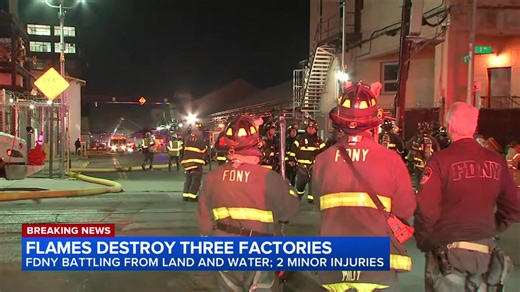 A massive fire on the Sunset Park, Brooklyn, waterfront tore through three factories early Wednesday. One building collapsed amid the flames, sending a fireball into the night sky. #fire #nyc #sunsetpark #brooklyn