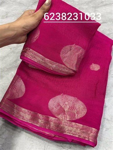 Pure soft Viscose Khadi silk with both side jacquard figure design with running blouse♥️6238231033