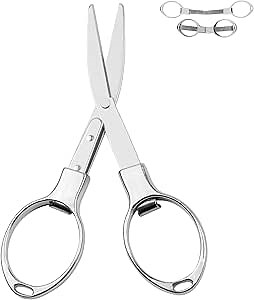Compact Silver Stainless Steel Scissors, 1PCS, Folding Design, Safe and Durable, For Home, Office, Camping, Outdoor, Easy to Carry