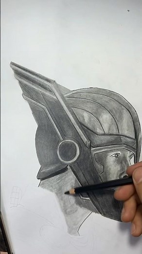 ⚡ Epic Thor Helmet Drawing – Pencil Art Masterpiece! #drawing #sketch #art #draw #artist