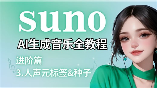 【Suno保姆级教程全集】小白也能轻松学会AI生成音乐！进阶篇--3.人声元标签&种子