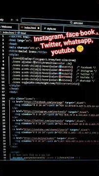 Social media icons(instagram, facebook, whatsapp, youtube, twitter)🤫 program in HTML,CSS, JAVASCRIPT