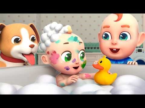 Bath Time With Baby 🛁 Soap Bubbles Song | Rosoo Kindergarten Nursery Rhymes & Kids Songs