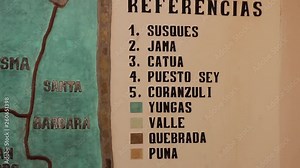 Map Of Jujuy Province And References On A Wall In The Altiplano Region.