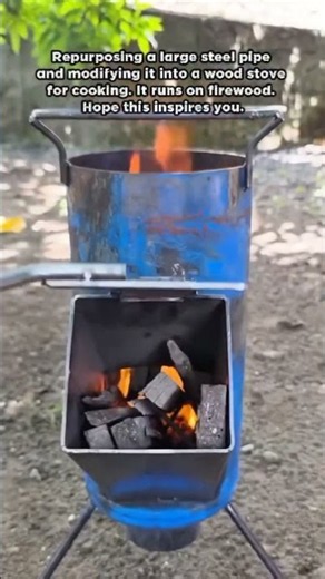 DIY Wood Stove From Steel Pipe | Cook With Firewood #DIYStove #OffGridLiving