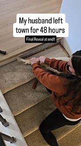 2.5M views · 34K reactions | Stair Makeover complete! I ripped off this old 30 + year old carpet and replaced the treads with plank flooring! This project started out with a weekend timeline, but quickly trickled into a couple of weekends.... like most home projects! For full details and link to my exact flooring, comment "STAIRS" below and I'll send you a link to all blog post with all the details! #stairmakeover #diy #womenwhobuild | Cedar_Hill_Builder | Facebook