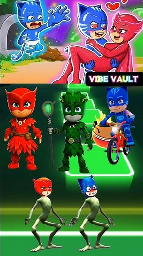 Pj Mask - baby Catboy crying 😭 for Owlette X dance song 🎶 Tiles Hop edm rush game 🎯|