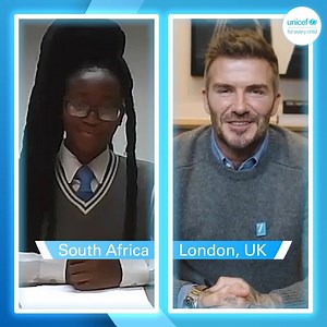 989K views · 10K reactions | Sebabatso, a 18-year-old South African student and UNICEF Goodwill Ambassador David Beckham discuss science, gender equality and the impacts of COVID-19 on education.  Join them ahead of #WorldChildrensDay to reimagine a better world for every child. | UNICEF | Facebook