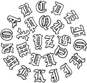 Gothic Iron On Letters for Clothing - A-Z - 26 Varsity Letter Patches - Goth Iron On Patches for Clothing - 2 Inch Laser-Cut Fabric Letter Patches for Clothes and Backpacks - Black and White