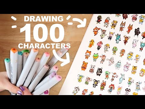 DRAWING 100 ANIMAL CROSSING CHARACTERS. New Horizon added characters. Making my Patreon Print.