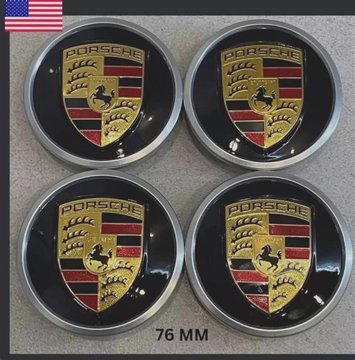 Porsche Wheel Center Caps: 76mm Chrome, Black & Silver - Set of 4 - Etsy