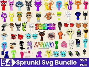 Sprunki Svg,350 Sprunki Svg Bundle,66 Incredibox Sprunki Svg Bundle,30 Incredibox Sprunki Svg,bundle of 66 Designs and SPRUNKI Font - Etsy