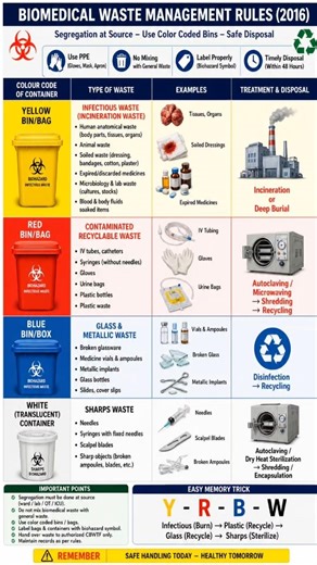 Biomedical Waste Colour Coding 🧪 (Must Know for Exams) | Biomedical waste #dmlt #viral #Shorts