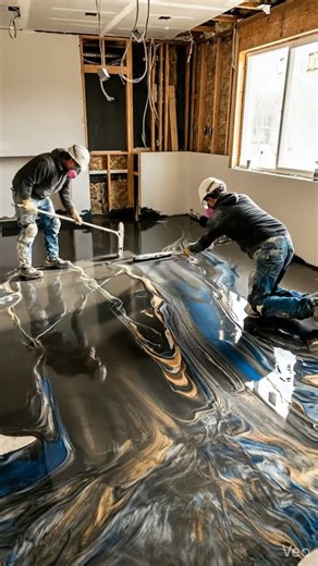 Luxury epoxy kitchen floor design | Modern AI kitchen ideas #shorts #viral #trending