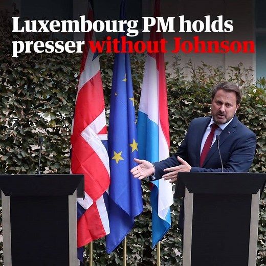 108K views · 2.6K reactions | Luxembourg’s prime minister, Xavier Bettel, spoke to the press alone after Boris Johnson did not appear at a planned press conference after Brexit talks between the two leaders. A group of protesters had threatened to disrupt Johnson’s remarks. Bettel said Johnson’s talk of progress in Brexit discussions was unfounded, emphasising that the UK, not the EU, was to blame for the crisis. | The Guardian | Facebook