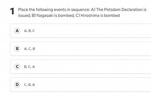 1 Place the following events in sequence: A) The Potsdam Declar... | Filo