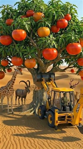 Giraffe Saved The Tomato Tree from drying Up By Watering It 😭 #ai #save #tree #giraffe