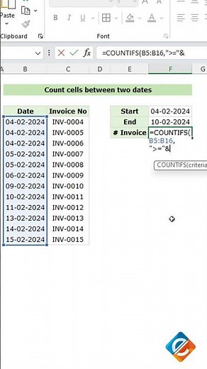 Excel Date Range Mastery: COUNTIFS for Dynamic Date-Based Counting! 📊🔍🗓️ #exceltips #countifs