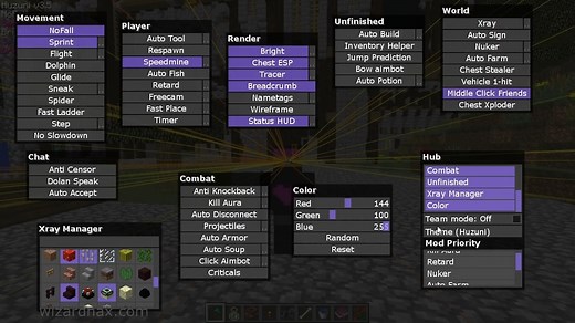 6 Minecraft - Huzuni 1.8.9 - 1.8.x 黑客客户端 - WiZARD HAX