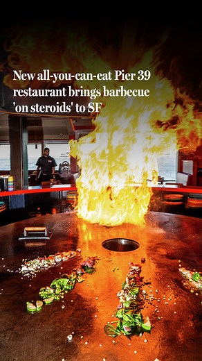 Enter the newest addition to Pier 39: FiRE iCE, an “interactive grill & bar.” Hearkening to the ’90s craze for Mongolian barbecue with a large, circular flat iron grill as its centerpiece, it’s a blast from the past, complete with a bright red, yellow and blue color scheme and neon lighting. Read more at the link in comments. | SFGATE