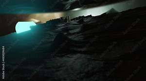 Sci-fi landscape digital background. Magician view on land with colorful moon