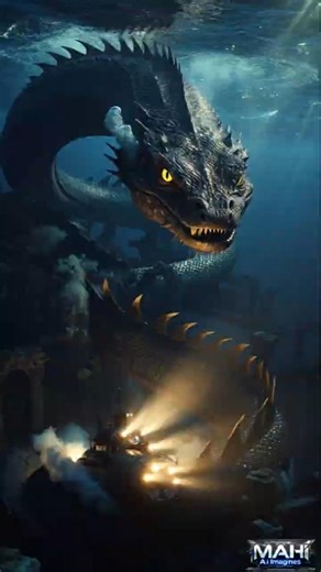 What Lurks in the Abyss? Giant Sea Serpent Awakens #underwater #seamonster #explore #shortvideo #mha